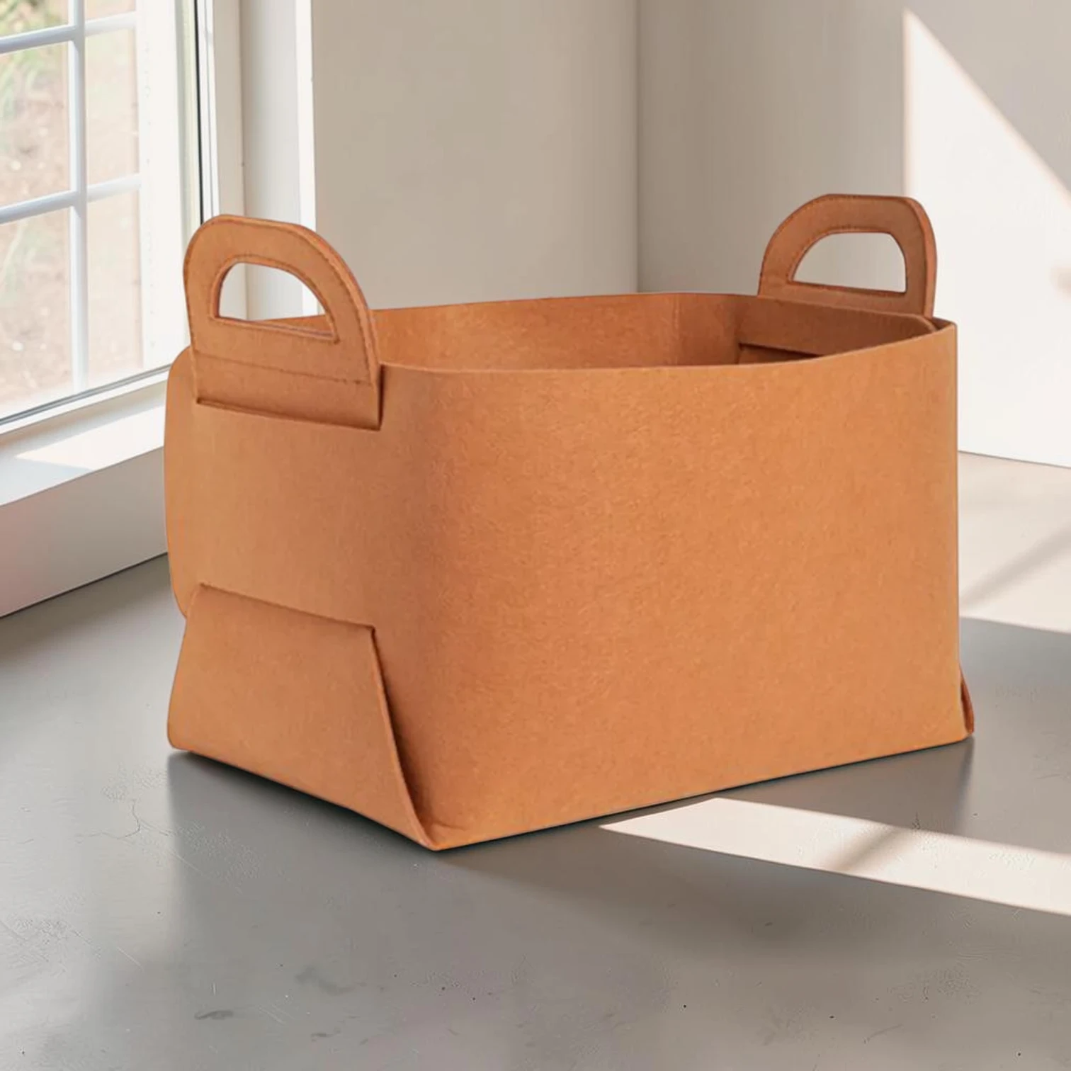 Avioralexen Small Coffee Foldable Felt Storage Bag Collapsible Organizer 18x13x11cm